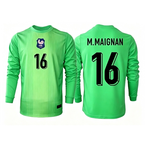 Billige Fotballdrakt Frankrike Mike Maignan #16 Keeper Replika Bortedrakt VM 2026 Langermet Billige Fotballdrakt Frankrike Mike Maignan #16 Keeper Replika Bortedrakt VM 2026 Langermet